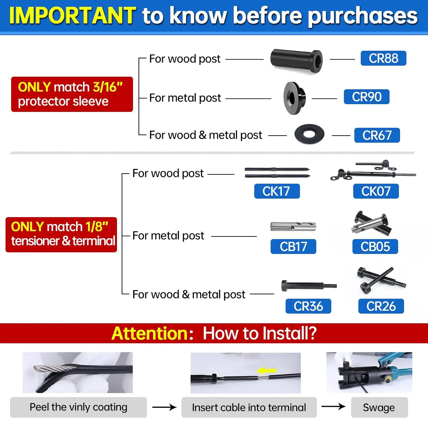 Muzata 150 ft Black Vinyl Coated Wire Rope 1/8" Overmolded to 3/16" 7x7 Strands Coated Stainless Steel Cable for 1/8" Black Cable Railing System Indoor Outdoor WR17