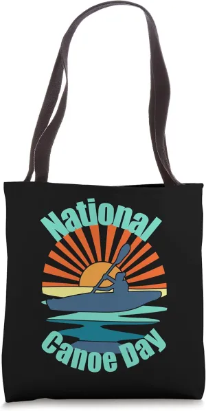 National Canoe Day June 26th Vintage Kayaking At Sunset Tote Bag