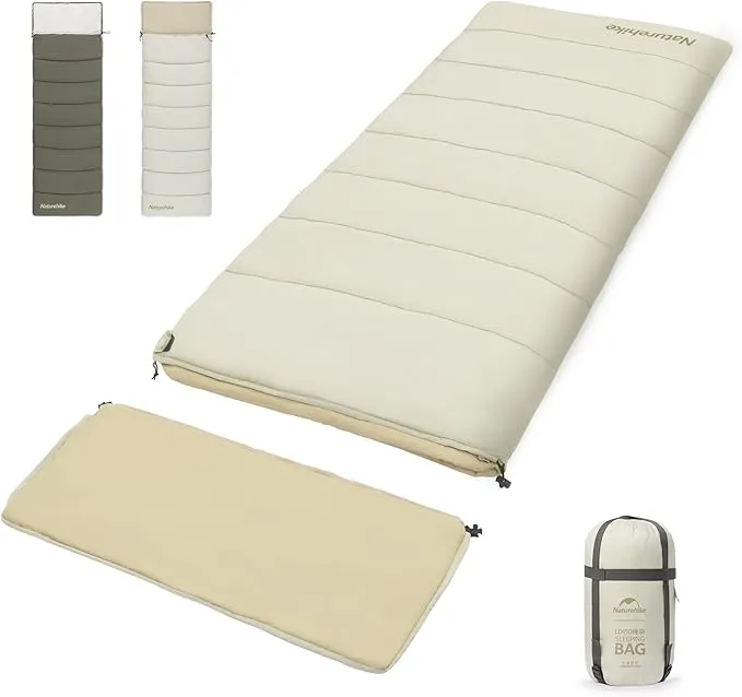 Naturehike 0 Degree Camping Sleeping Bag, Spliceable Double Sleeping Bag for Adults, Hollow Cotton Lightweight Waterproof Sleep Bag for Cold&Warm Weather