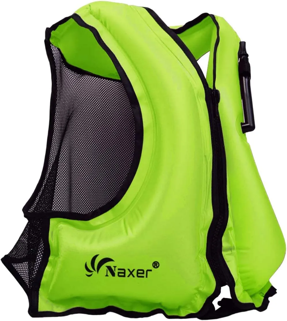 NAXER Inflatable Buoyancy Jackets Snorkel Vests for Adults Kayak Kayaking Snorkeling Suit 90-200 lbs Easy Swimming Boating Paddleboarding Water Sports