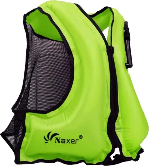 NAXER Inflatable Buoyancy Jackets Snorkel Vests for Adults Kayak Kayaking Snorkeling Suit 90-200 lbs Easy Swimming Boating Paddleboarding Water Sports