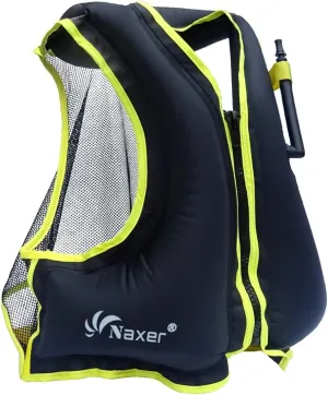 NAXER Inflatable Buoyancy Jackets Snorkel Vests for Adults Kayak Kayaking Snorkeling Suit 90-200 lbs Easy Swimming Boating Paddleboarding Water Sports