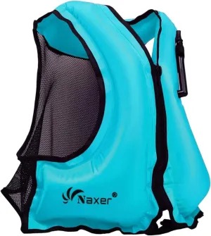 NAXER Inflatable Buoyancy Jackets Snorkel Vests for Adults Kayak Kayaking Snorkeling Suit 90-200 lbs Easy Swimming Boating Paddleboarding Water Sports