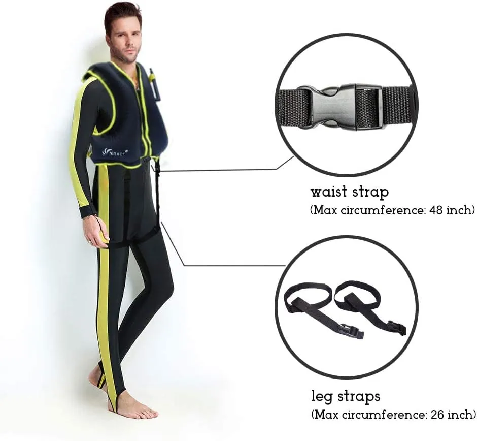 NAXER Inflatable Buoyancy Jackets Snorkel Vests for Adults Kayak Kayaking Snorkeling Suit 90-200 lbs Easy Swimming Boating Paddleboarding Water Sports