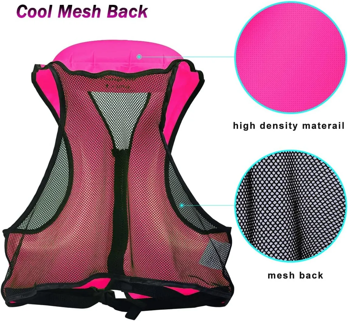 NAXER Inflatable Buoyancy Jackets Snorkel Vests for Adults Kayak Kayaking Snorkeling Suit 90-200 lbs Easy Swimming Boating Paddleboarding Water Sports