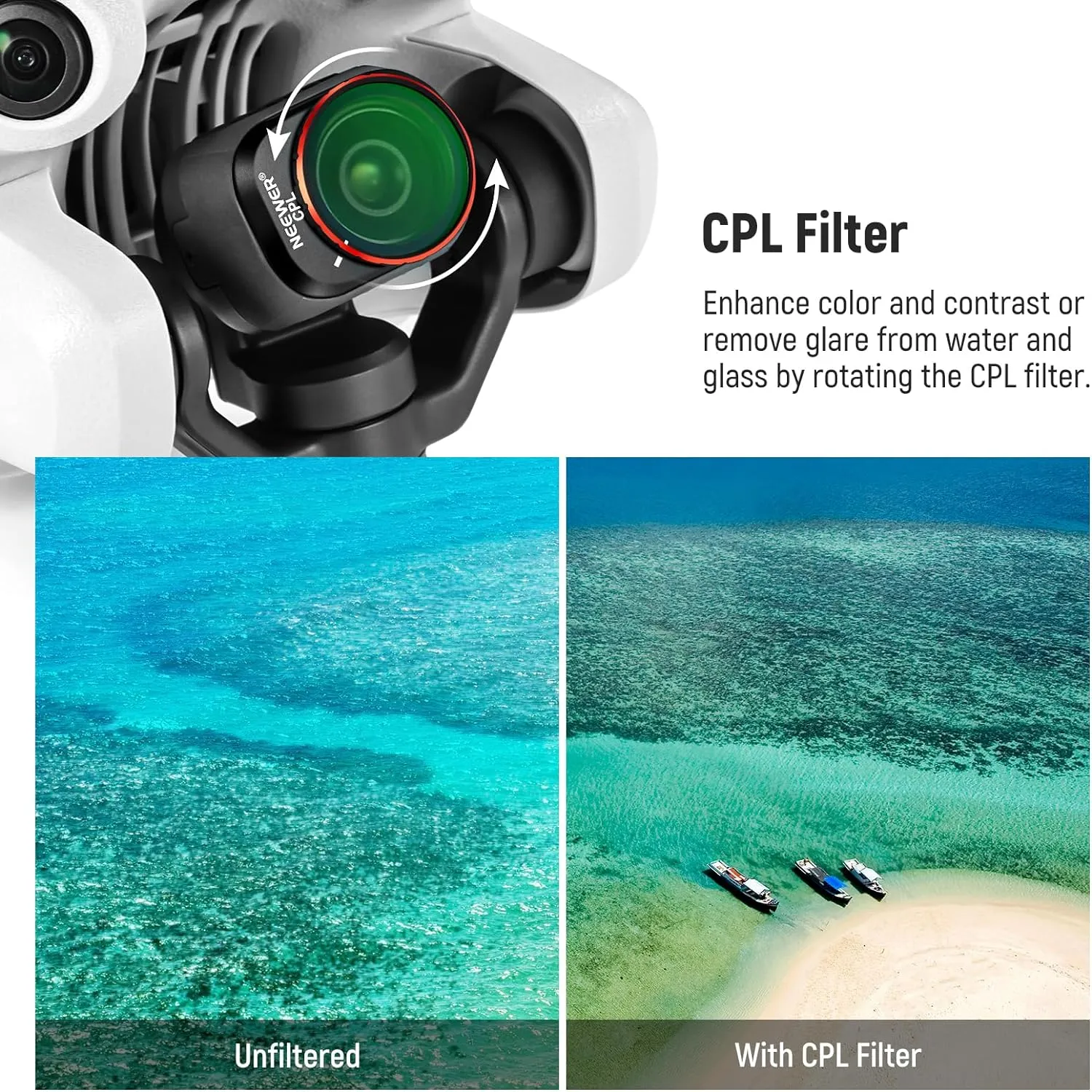 NEEWER ND & CPL Filter Set Compatible with DJI Mini 4 Pro, 8 Pack UV CPL ND8 ND16 ND32 ND64 ND128 ND256 CPL Polarizer Neutral Density Drone Lens Filters, Multi Coated HD Optical Glass/Aluminum Frame