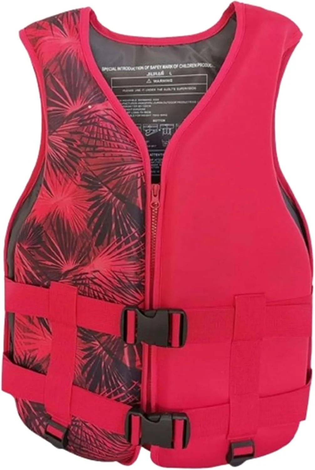 Neoprene Life Jacket with Adjustable Waistband and Zipper, Adjustable Buoyancy Vest for Kayaking, Boating, Water Sports(Red,X-Large)