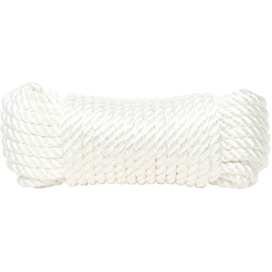 New Bulldog Hardware 3/8" x 50' White Nylon Twisted Rope