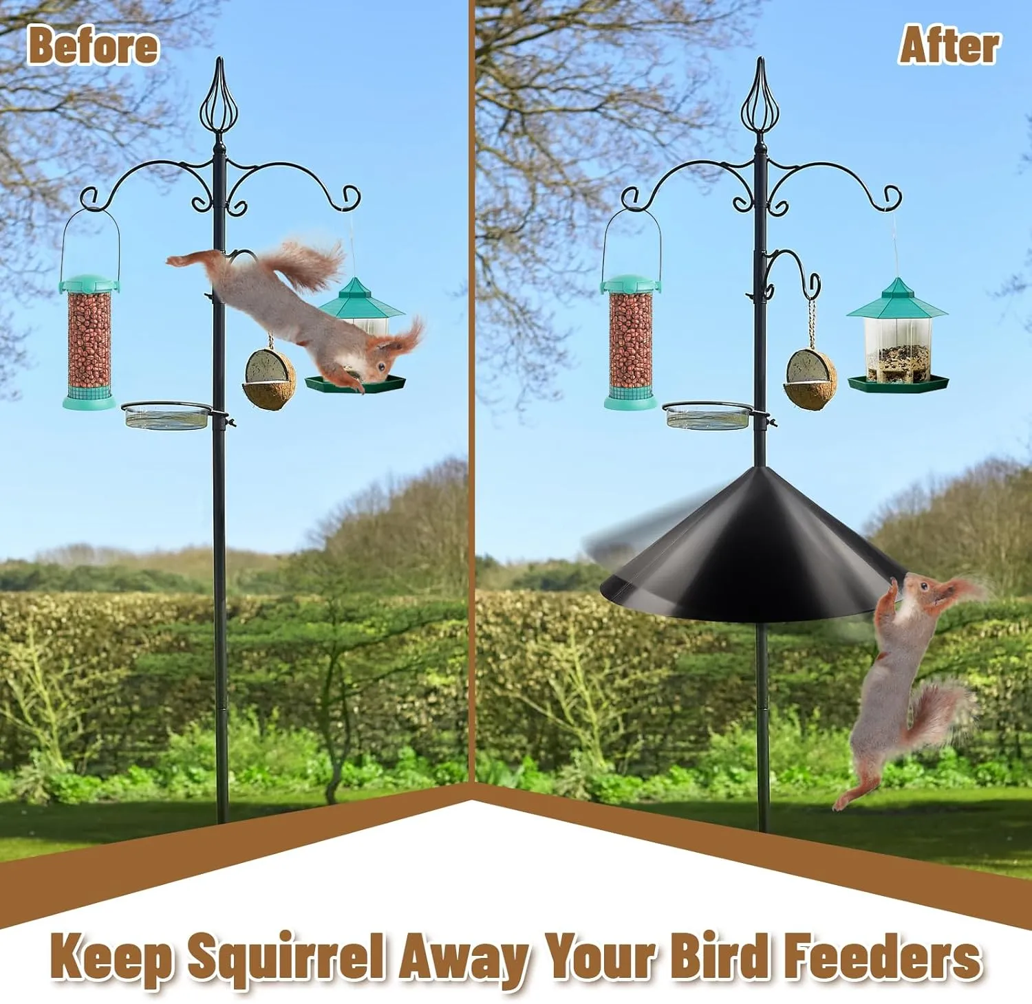 New Squirrel Baffle, Wrap Around Bird House Squirrel Guard Baffle Protect Outside Hang Bird Feeders and Pole Mount from Raccoon Squirrels Rodents(14inch)