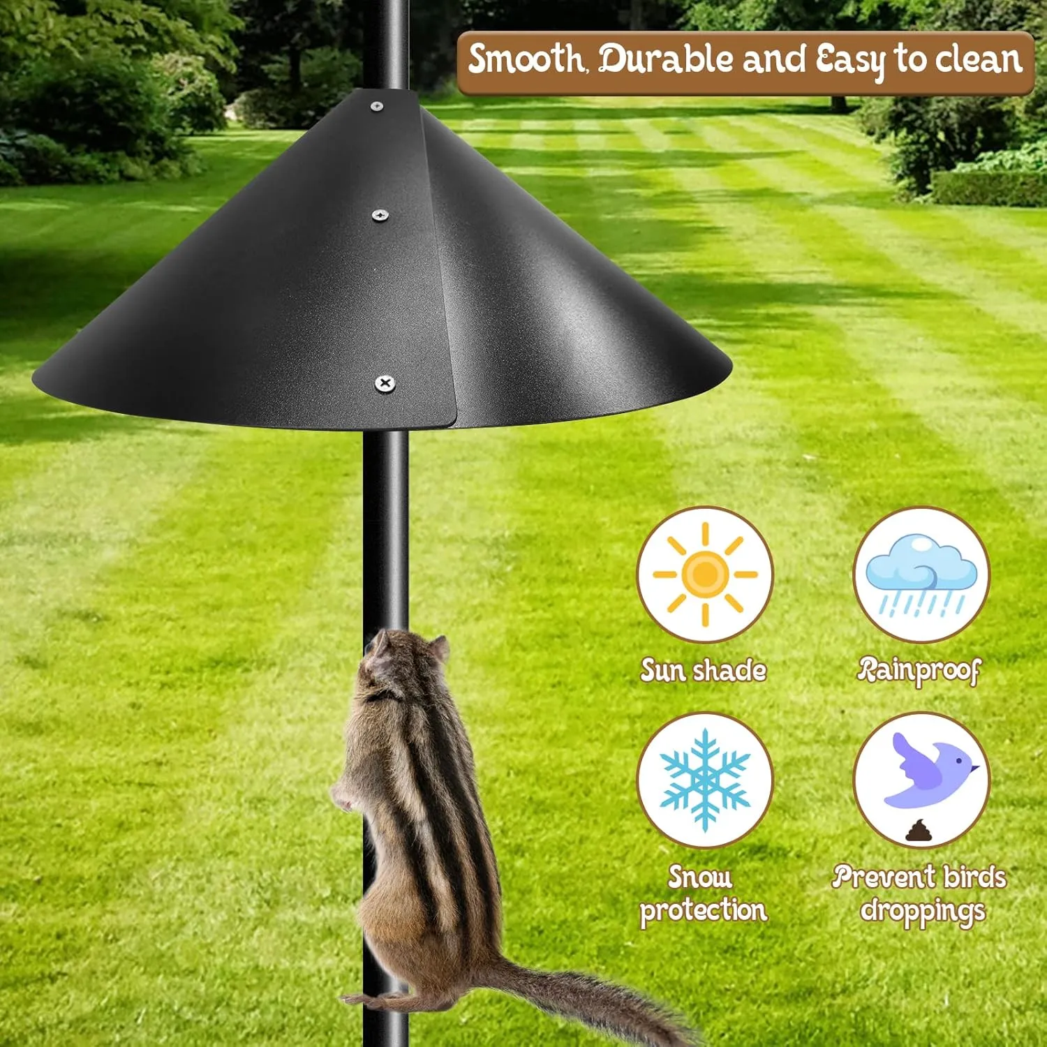 New Squirrel Baffle, Wrap Around Bird House Squirrel Guard Baffle Protect Outside Hang Bird Feeders and Pole Mount from Raccoon Squirrels Rodents(14inch)