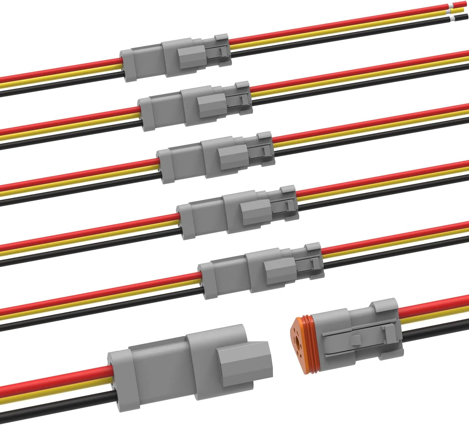 Newdeli Deutsch 3 Pin Connector Kit Waterproof Electrical Connector 16 AWG Male and Female Automotive Wire Connectors for Car Truck Boat, Dt Connector 6 Sets