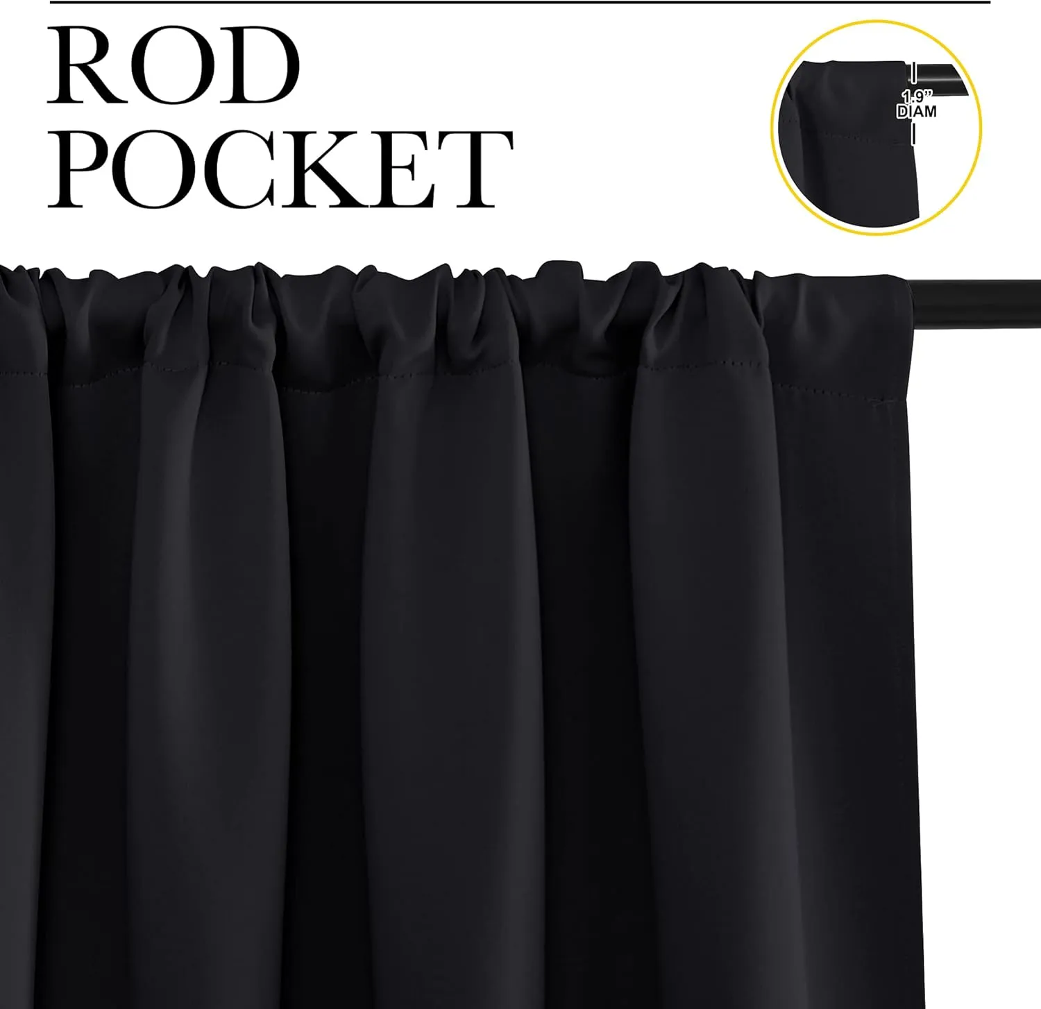 NICETOWN Halloween Black Out Window Curtains - Solid Home Decor Thermal Insulated Blackout Drapes/Draperies for Bedroom, Privacy Assured Window Treatment (2 Panels, 52 inches Wide by 63 inches Long)