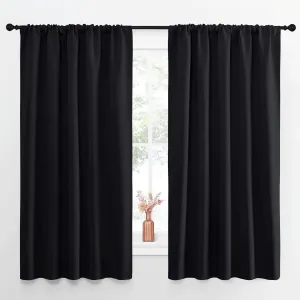 NICETOWN Halloween Black Out Window Curtains - Solid Home Decor Thermal Insulated Blackout Drapes/Draperies for Bedroom, Privacy Assured Window Treatment (2 Panels, 52 inches Wide by 63 inches Long)