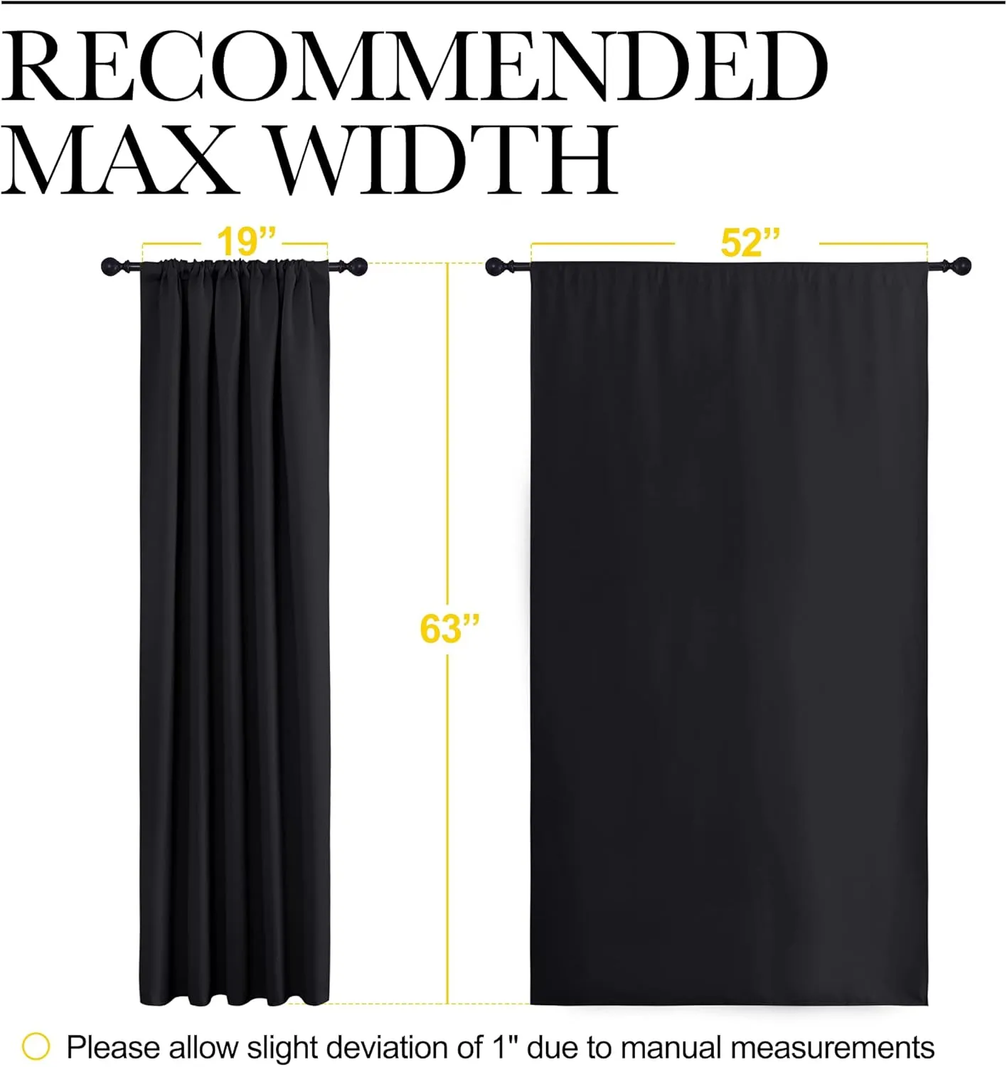 NICETOWN Halloween Black Out Window Curtains - Solid Home Decor Thermal Insulated Blackout Drapes/Draperies for Bedroom, Privacy Assured Window Treatment (2 Panels, 52 inches Wide by 63 inches Long)