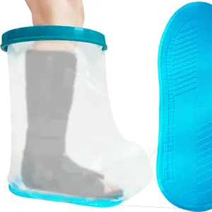 Non-Slip Extra Wide Waterproof Leg Cast Cover for Showering, Reusable Adult Extra-Large Size Half Leg Cast Protector, Cast Bag for Shower, Cast Cover for Showering Foot