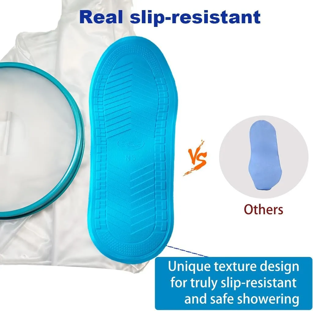 Non-Slip Extra Wide Waterproof Leg Cast Cover for Showering, Reusable Adult Extra-Large Size Half Leg Cast Protector, Cast Bag for Shower, Cast Cover for Showering Foot