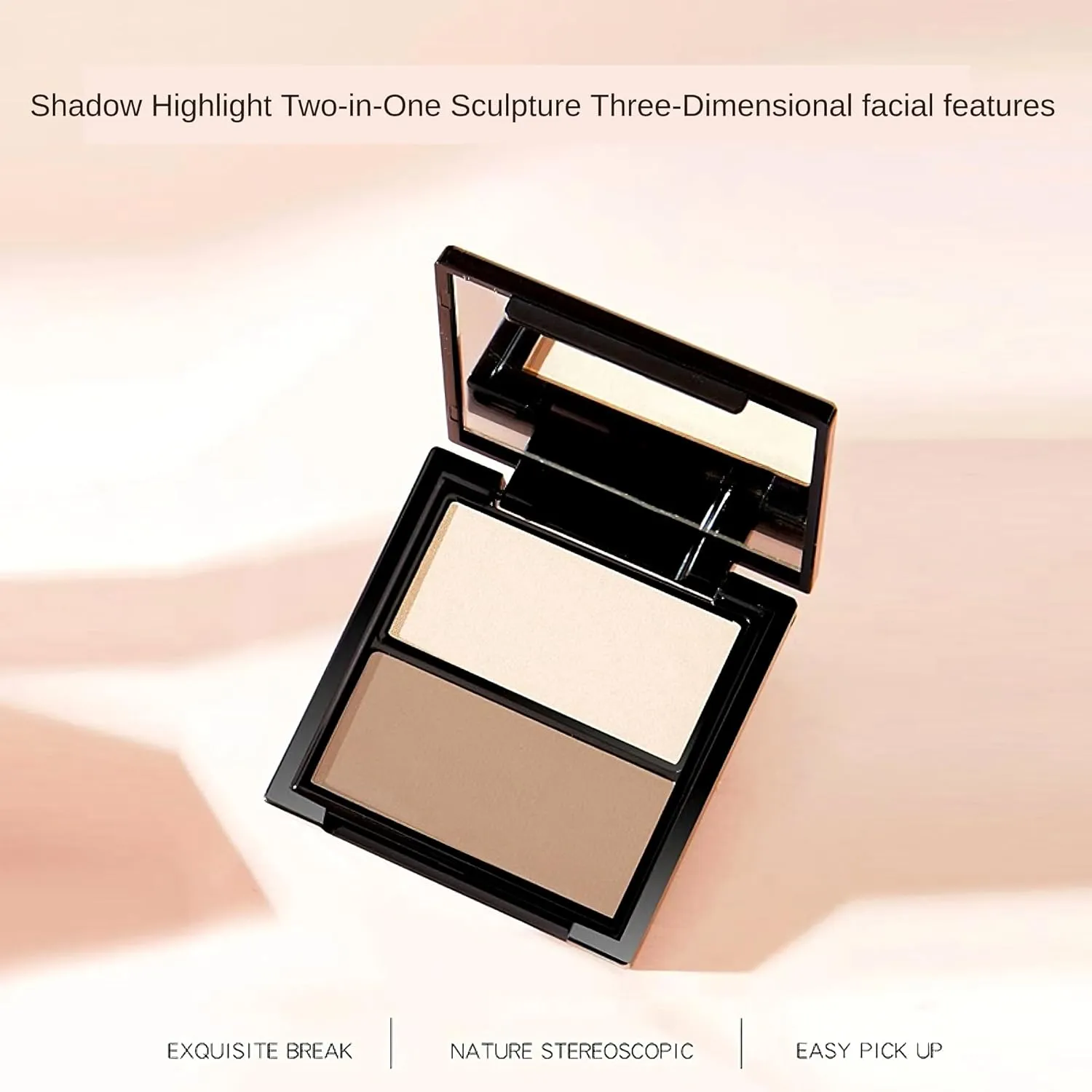 Novo 2-in-1 Contour & Highlighter Palette - Silky Smooth Texture, Long-lasting, Fade-proof, Easy to Blend, Enhances Radiance, Perfect for Flawless Makeup (3# Chocolate Cream Topping, Net Weight: 8g)