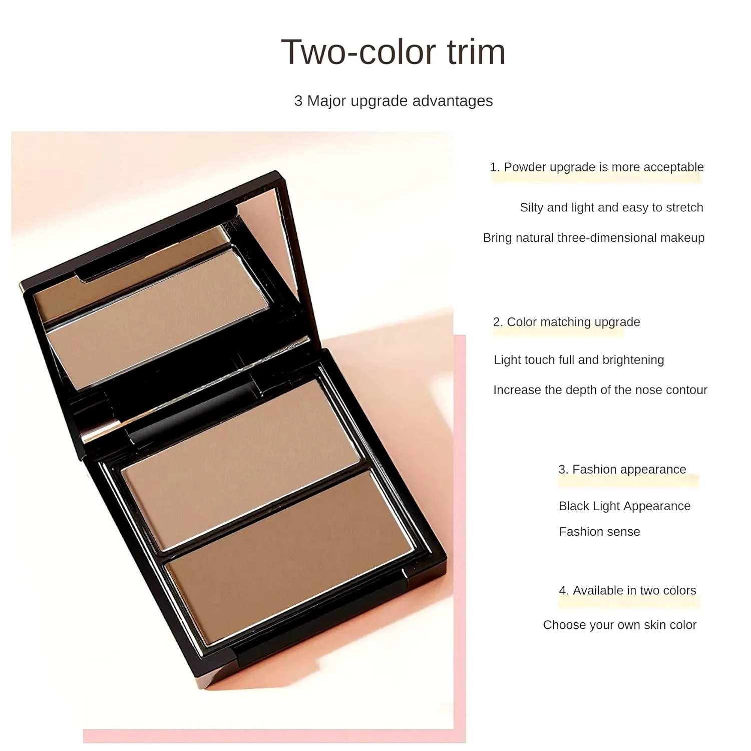 Novo 2-in-1 Contour & Highlighter Palette - Silky Smooth Texture, Long-lasting, Fade-proof, Easy to Blend, Enhances Radiance, Perfect for Flawless Makeup (3# Chocolate Cream Topping, Net Weight: 8g)
