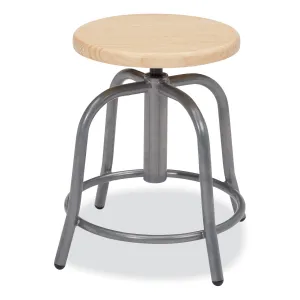 NPS® 6800 Series Height Adjustable Wood Seat Swivel Stool, Supports Up to 300 lb, 19" to 25" Seat Height, Maple Seat, Gray Base