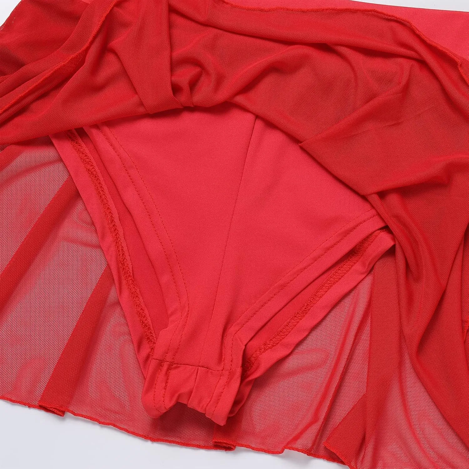 ODASDO Women's Pole Dance Outfit Rave Shorts Ruffle Panties Skirt Mesh Booty Bottoms Hot Pants Workout Clubwear