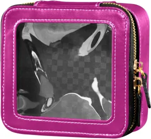 ODAWA Medium Violet Red Clear Makeup Bag Waterproof Travel Cosmetic Bag with Zipper Travel Essentials for Women Girls