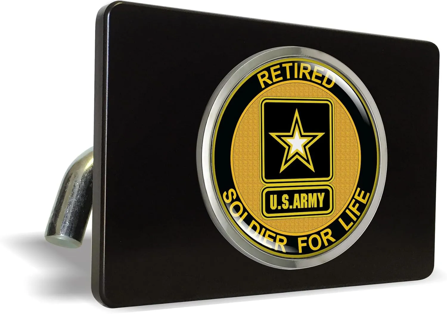 [Officially Licensed Product] - Premium Quality Anodized Billet Aluminum UV Resistant Metal Car Trailer/Tow Hitch Cover for 2" Receivers with Chrome Emblem - Retired Soldier for Life U.S. Army