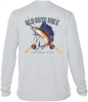 OLD GUYS RULE Men's UPF 50  Sun Protection Long Sleeve Fishing Shirt, Still Hookin' Up - Funny Father's Day, Birthday Gift