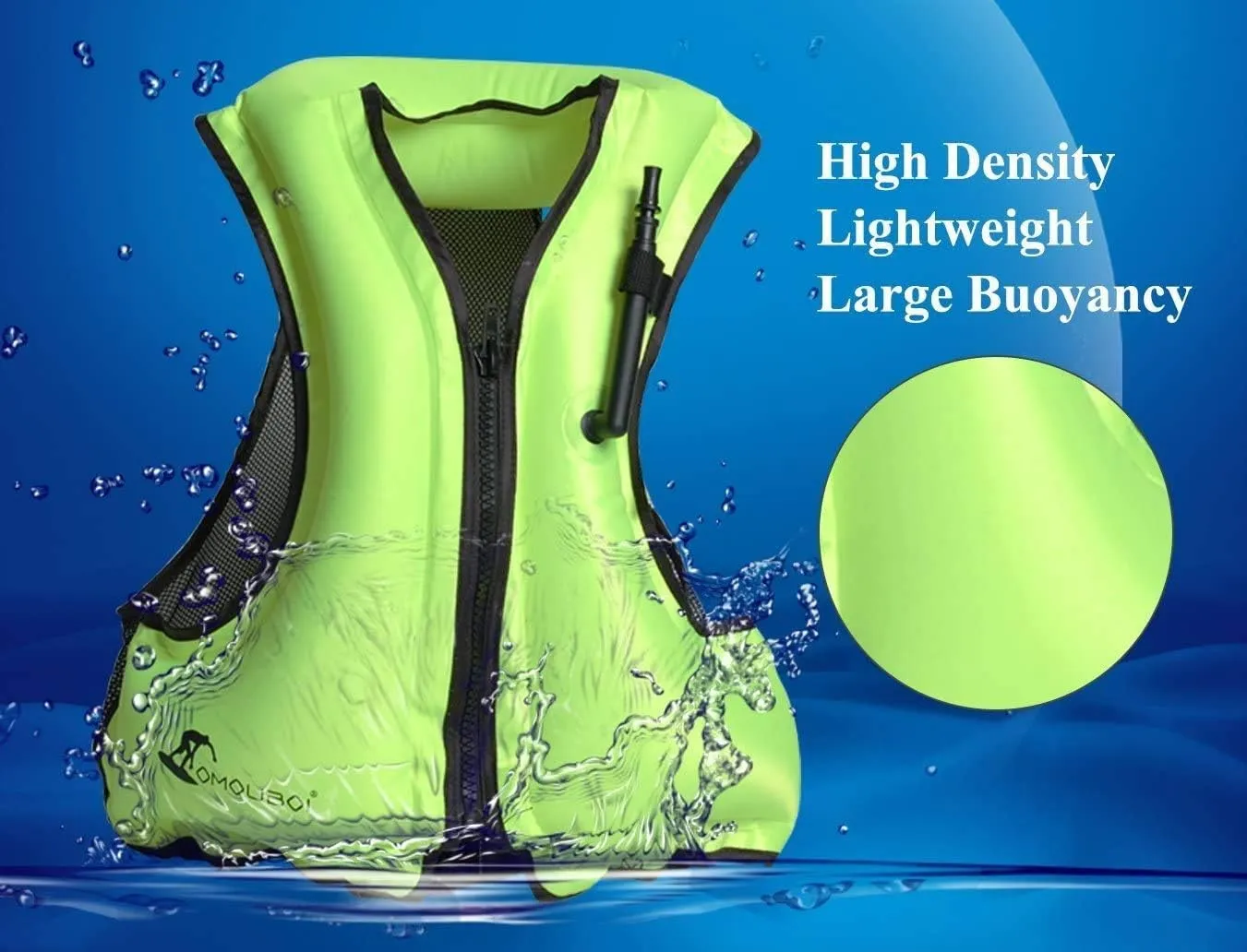 OMOUBOI Inflatable Snorkel Vest Kayak Swim Vest for Adults Snorkel Vests Inflatable Buoyancy Jacket Portable Diving Jackets Swimming Vests for Snorkeling Water Sports Beginner Adults-Only (96-220 lbs)