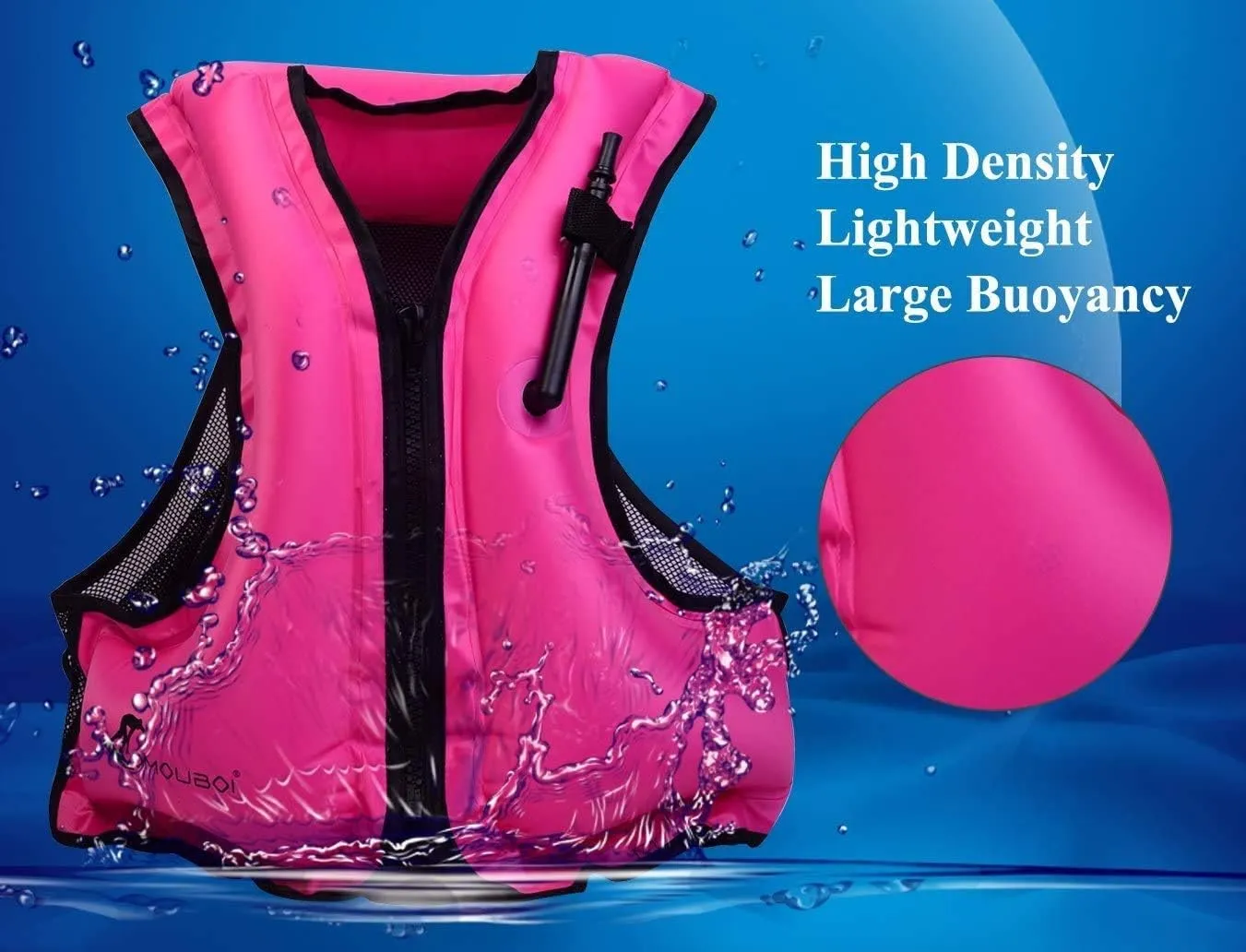 OMOUBOI Inflatable Snorkel Vest Kayak Swim Vest for Adults Snorkel Vests Inflatable Buoyancy Jacket Portable Diving Jackets Swimming Vests for Snorkeling Water Sports Beginner Adults-Only (96-220 lbs)