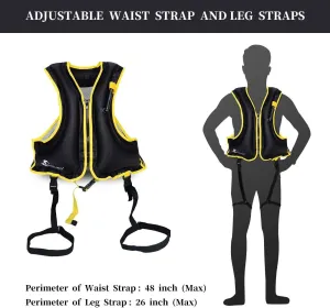OMOUBOI Snorkel Vests Adults Inflatable Floatage Jackets Lightweight Kayak Buoyancy Vest Portable Floatage Vests for Diving Surfing Swimming Outdoor Water Sports (Suitable for 90-220lbs)