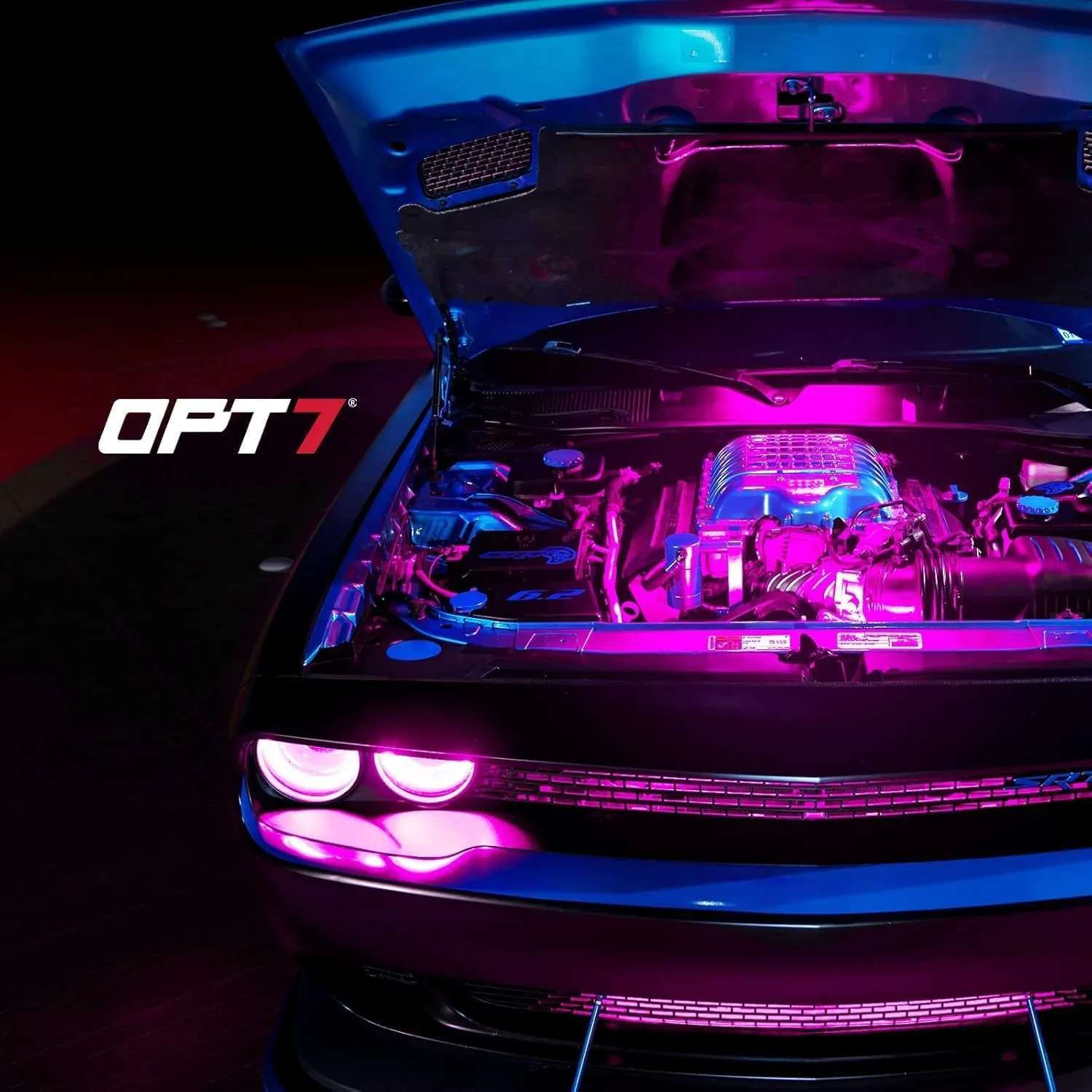 OPT7 Aura Pro Engine Bay Lights with App & Remote Control, 4PCS 12” Waterproof Car Hood LED Light Strip, Exterior Neon Accent Lighting Kit, RGB Multicolor Music Sync Accessories for Cars Vans SUVs