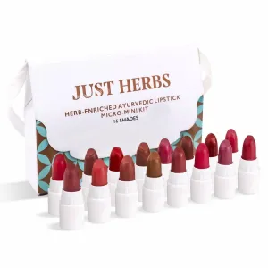 Original Ju. st He .rbs Ayurvedic Creamy Mat te Micro Mini Lipstick Kit Lip Hydrating & Moisturizing, Lipsticks for Women Suitable All Indian Tones (Pack of 16)