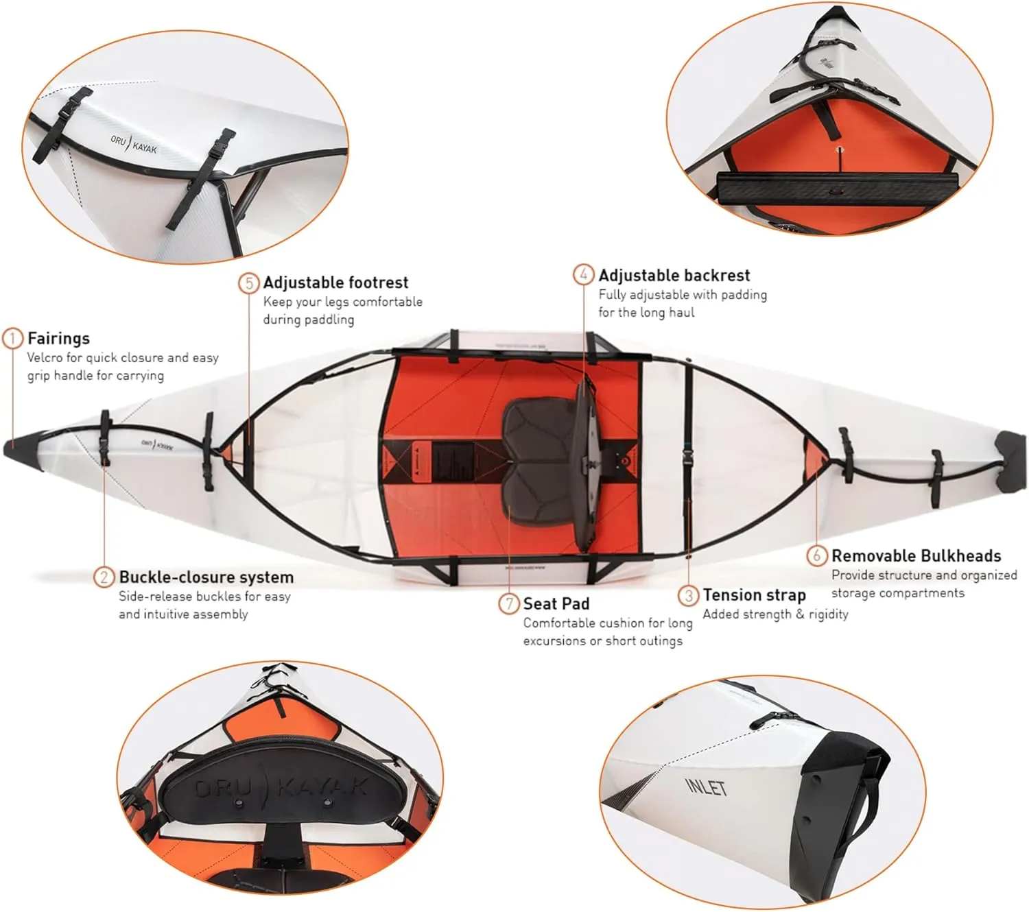 Oru Kayak Foldable Kayak Inlet | Stable, Durable, Lightweight - Lake and River Kayaks - Beginner, Intermediate - Size (Unfolded)
