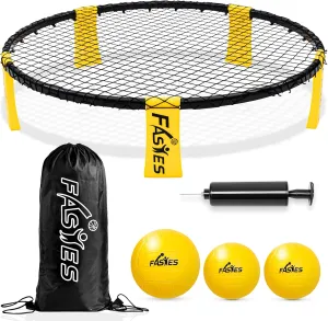 Outdoor Beach Ball Game Includes 3 Balls, Net and Carrying Bag -Roundnet Game Set for Adults, Kids, and Family - Perfect for Beach, Yard, Lawn, Backyard, and Park