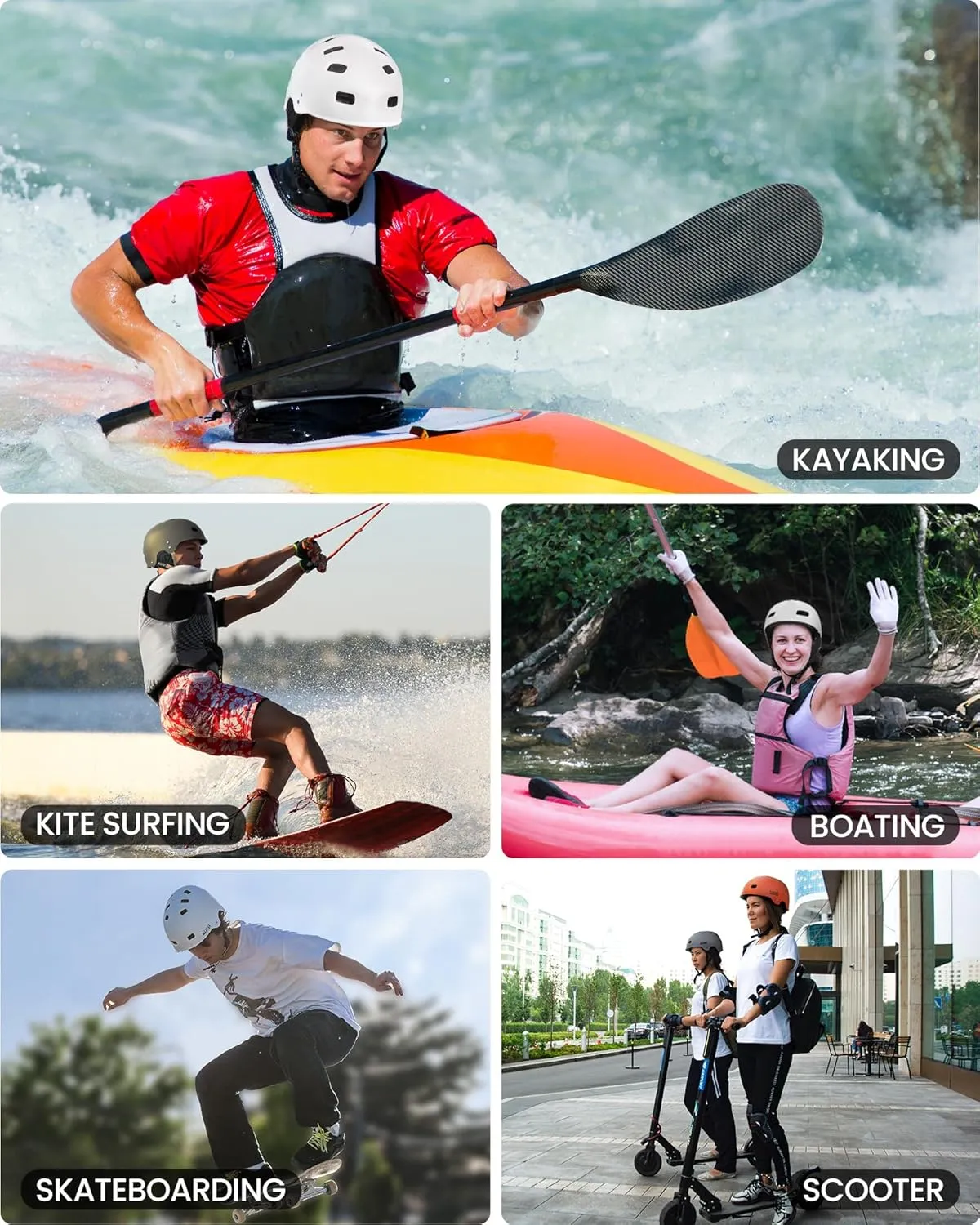 OutdoorMaster Kayak Helmet with Ears for Men Women, Adjustable with 12 Vents, Perfect for Kayaking, Boating, Surfing