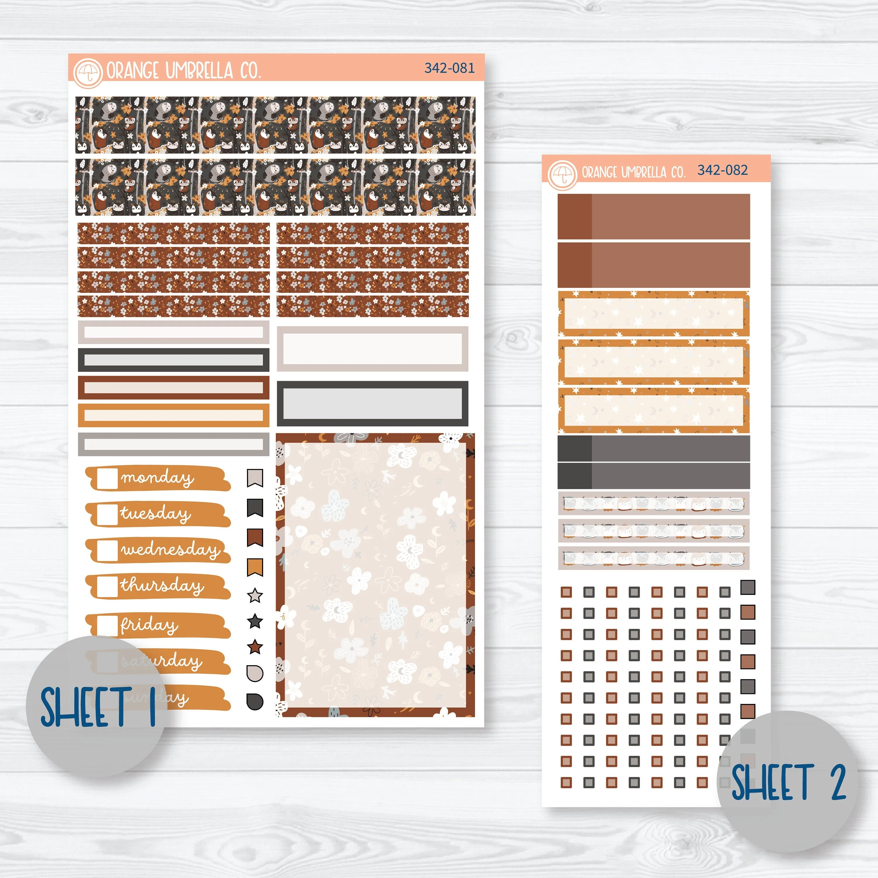 Owl Planner Kit | A5 Compact Vertical Planner Kit Stickers for Erin Condren | Side Eye | 342-081