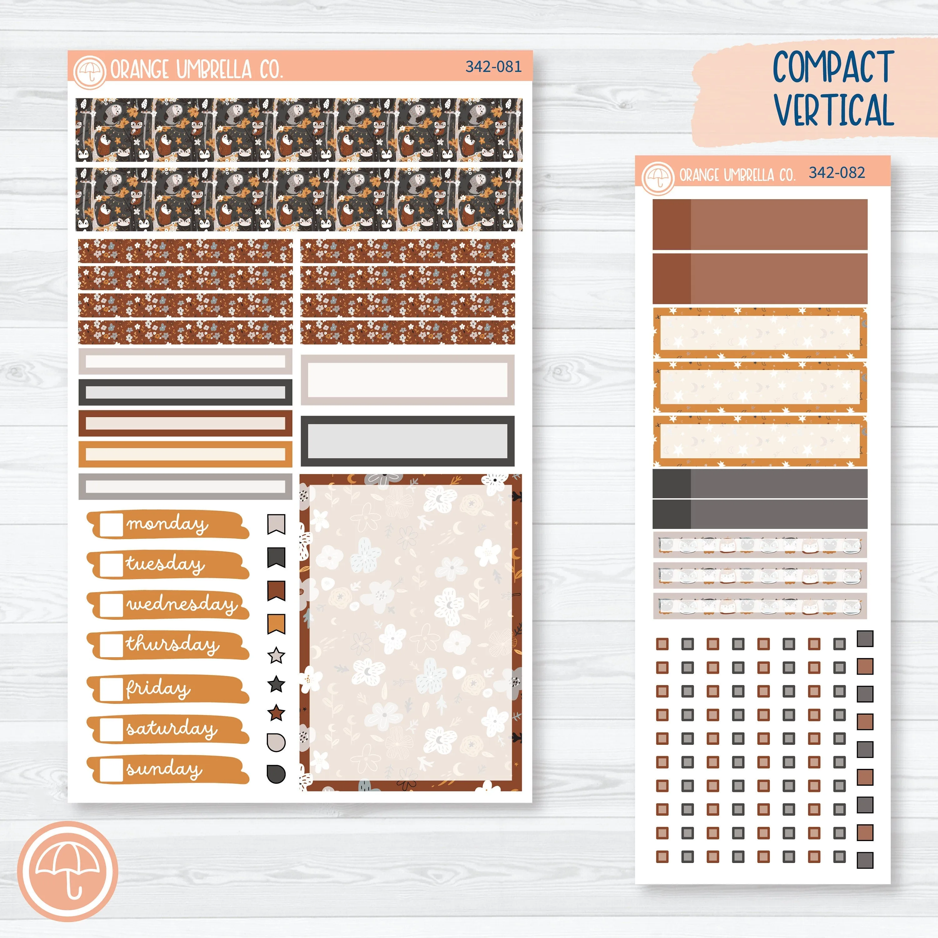 Owl Planner Kit | A5 Compact Vertical Planner Kit Stickers for Erin Condren | Side Eye | 342-081