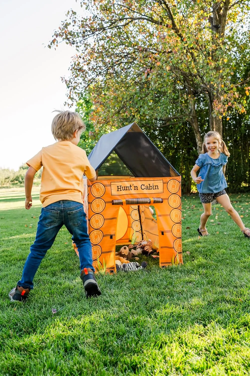 Pacific Play Tents 61804 Kids Hunt'n Cabin Tent Playhouse, 39" x 27" x 43", Brown
