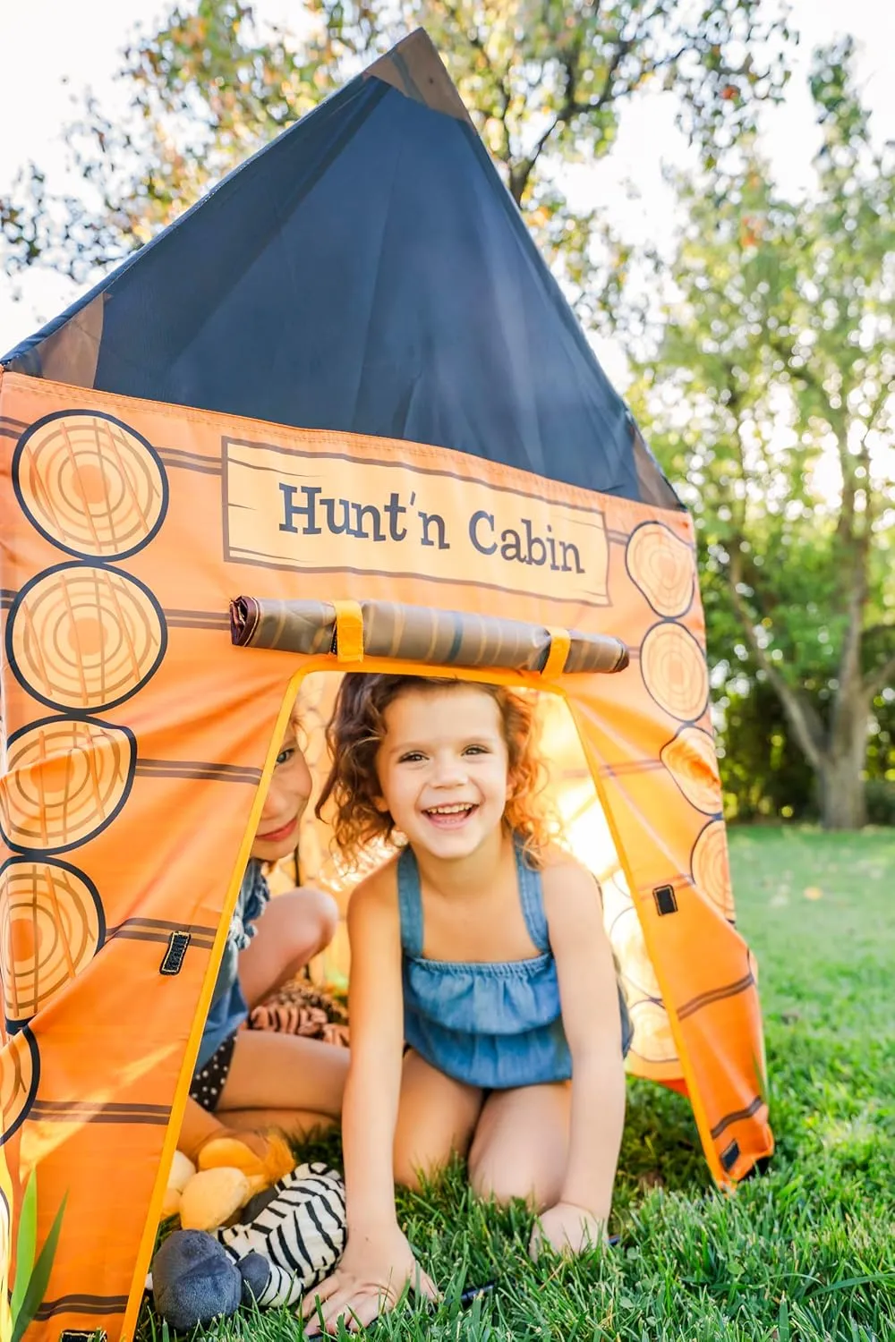 Pacific Play Tents 61804 Kids Hunt'n Cabin Tent Playhouse, 39" x 27" x 43", Brown