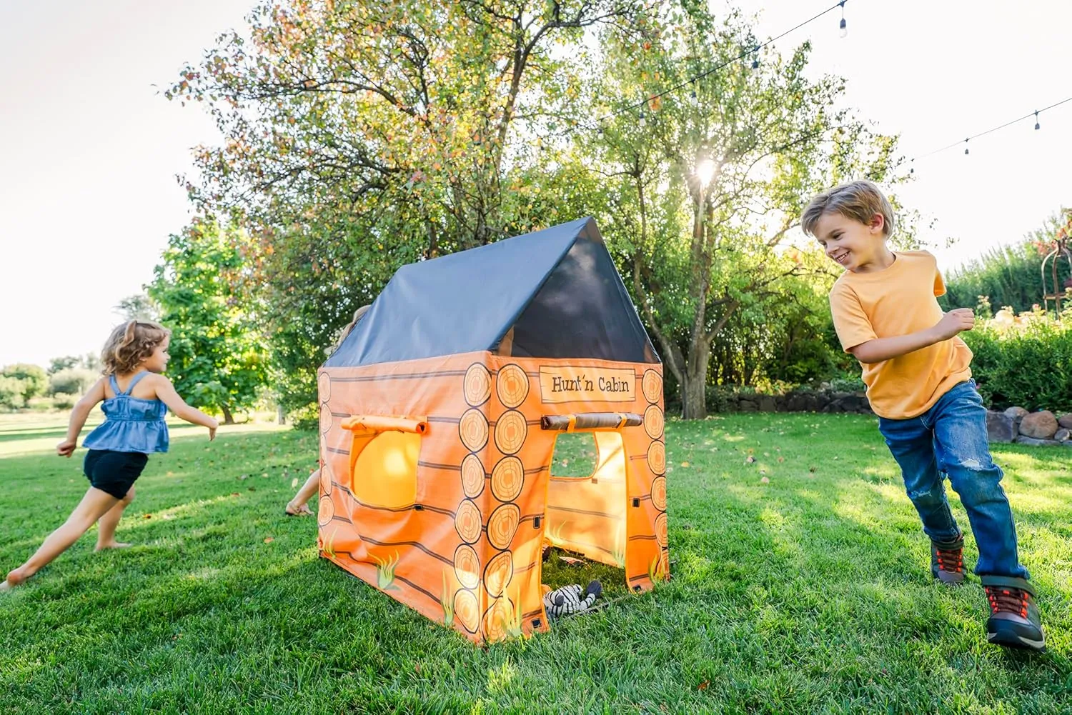 Pacific Play Tents 61804 Kids Hunt'n Cabin Tent Playhouse, 39" x 27" x 43", Brown