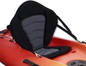 Pactrade Marine Adjustable Straps Black Gray Padded Deluxe Kayak Seat Detachable Storage Back Backpack Bag Canoe Backrest Support Cushion Sit On Top Fishing Brass Clips Canoeing Kayaking Rafting (1)