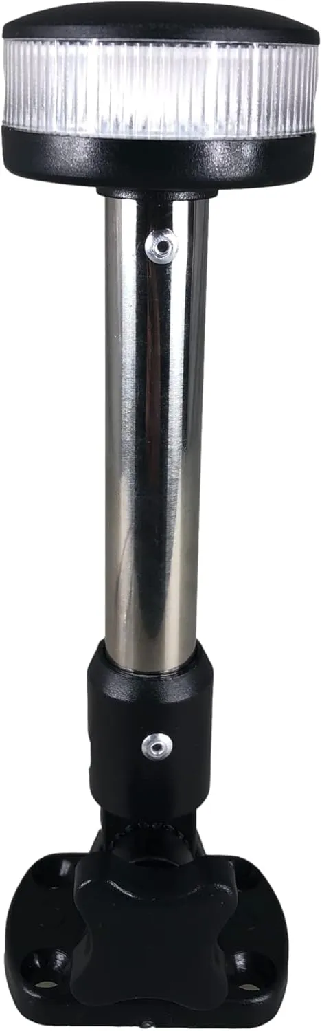 Pactrade Marine Boat Fold Down Stern Light Anchor Light All Round White LED Marine Adjustable Pole USCG 2 NM For Yacht Pontoon and Fishing Boat 12 Volts 8 Inches