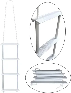 Pactrade Marine Inflatable Boat Kayak 4-Step White Folding PE Rope PVC Ladder for Emergency