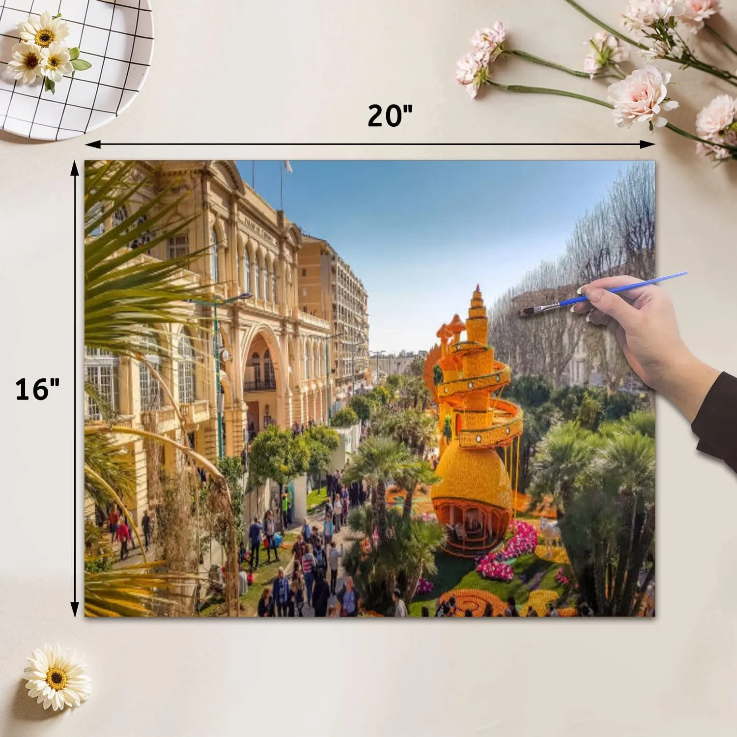 Paint by Numbers Kit for Adults Beginner Art lemons oranges famous Lemon Festival Fete du Citron Menton France DIY Painting by Numbers on Canvas Acrylic Oil Painting for Home Decor Gifts 16"x20"