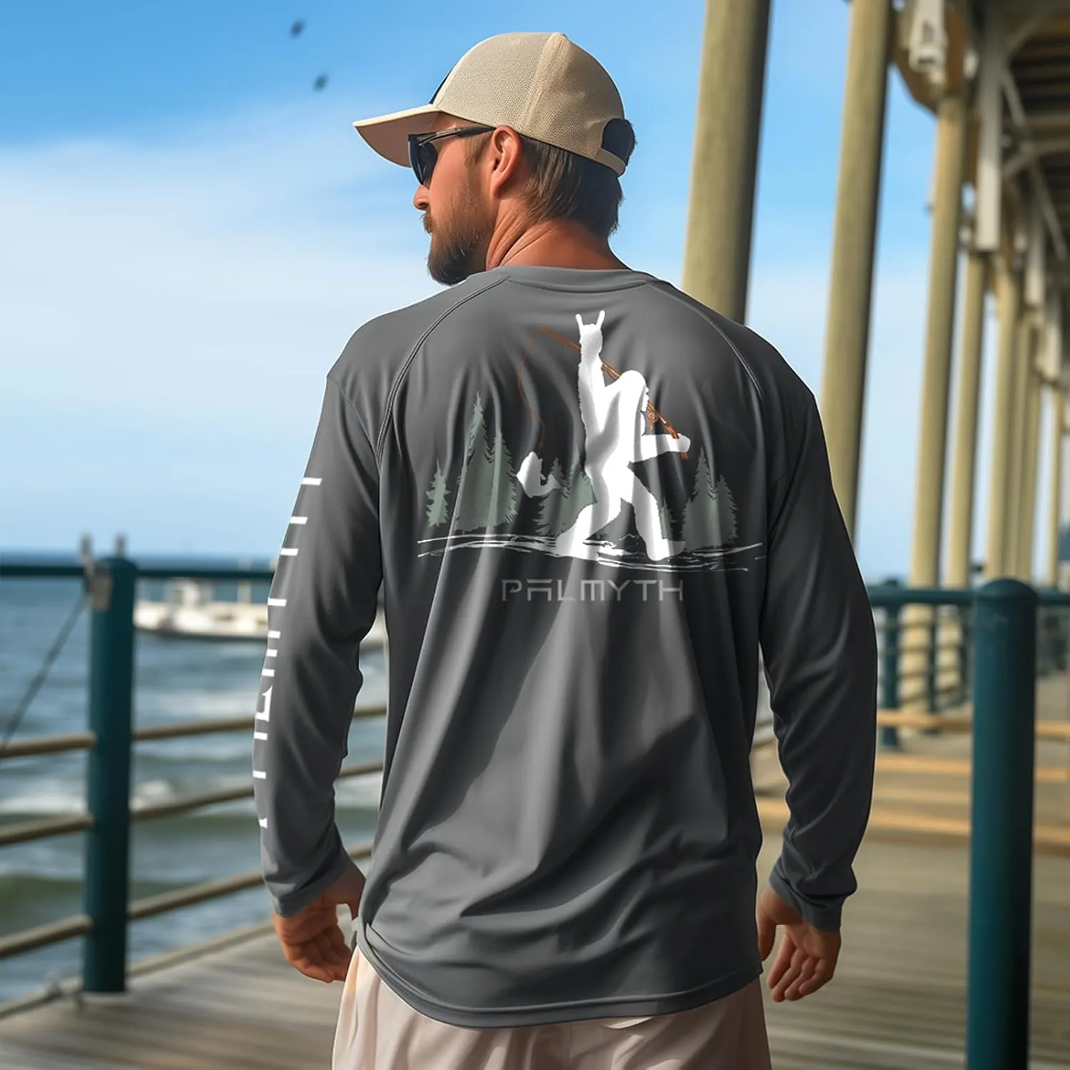 Palmyth Fishing Shirts for Men Long Sleeve UPF 50  Sun Protection UV T Shirt Tee