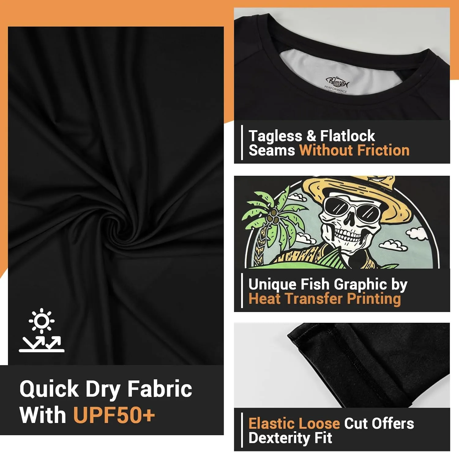 Palmyth Fishing Shirts for Men Long Sleeve UPF 50  T Shirt Sun Protection Tee