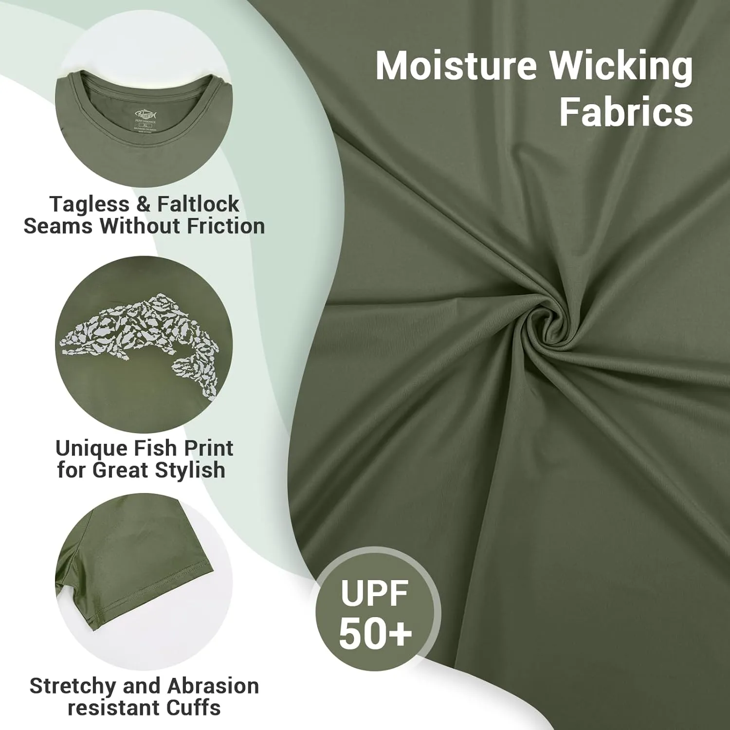 Palmyth Fishing Shirts for Men Short Sleeve Sun Protection T Shirt UPF 50  Quick Dry Tee