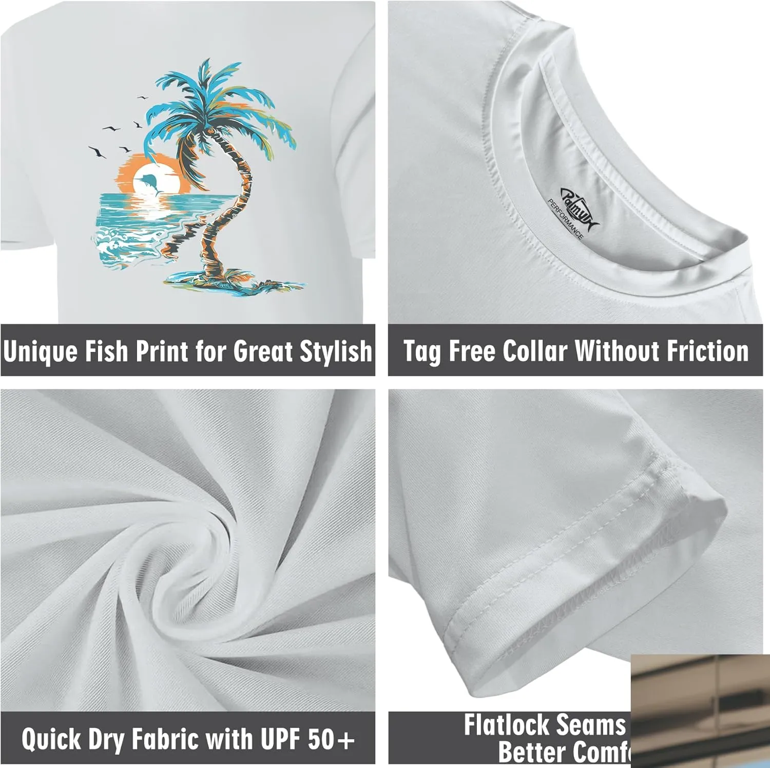 Palmyth Fishing Shirts for Men Short Sleeve T-Shirt Sun Protection UPF 50  Tee