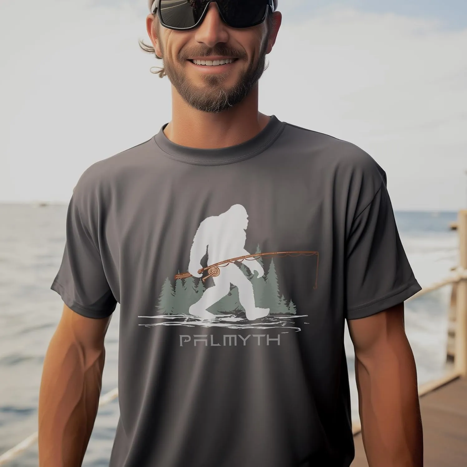 Palmyth Fishing Shirts for Men Short Sleeve T-Shirt Sun Protection UPF 50  Tee