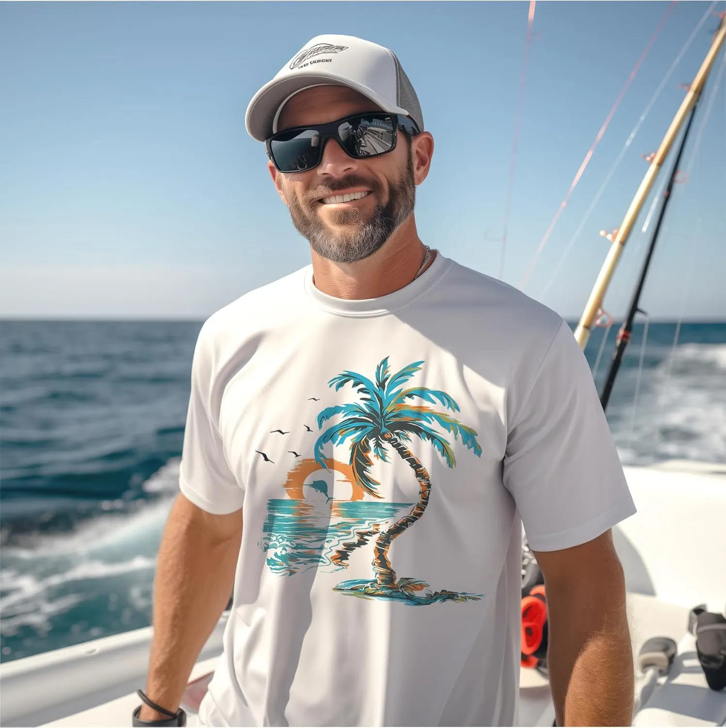 Palmyth Fishing Shirts for Men Short Sleeve T-Shirt Sun Protection UPF 50  Tee